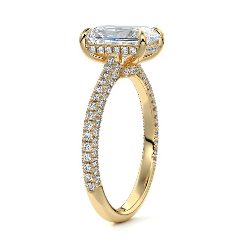 Ella - Radiant Yellow Gold Engagement Ring Side View | Nura Lab