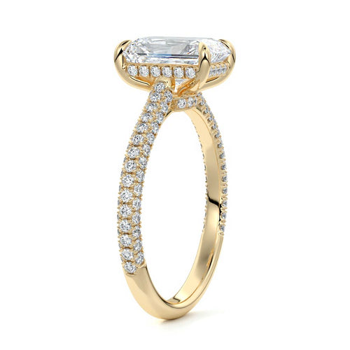 Ella - Radiant Yellow Gold Engagement Ring Side View | Nura Lab