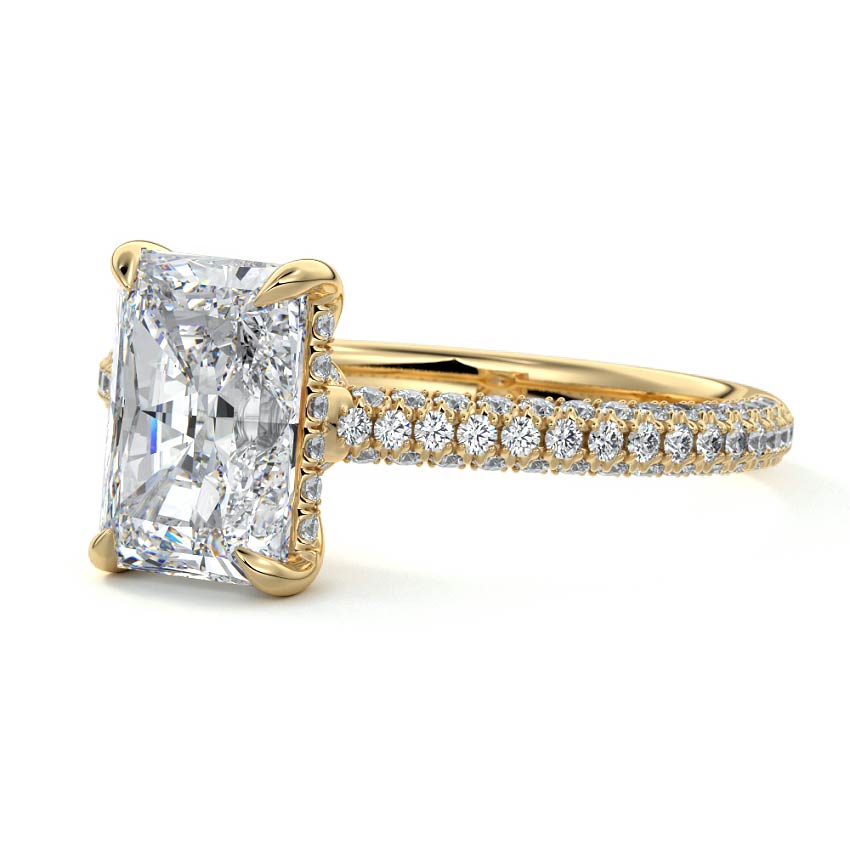 Ella - Radiant Yellow Gold Engagement Ring Profile View | Nura Lab