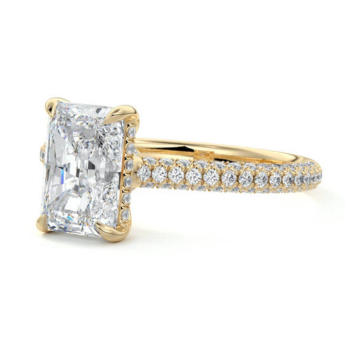 Ella - Radiant Yellow Gold Engagement Ring Profile View | Nura Lab