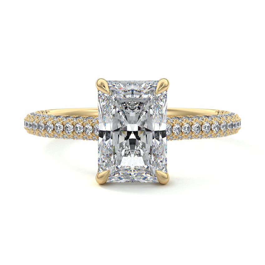 Ella - Radiant Yellow Gold Engagement Ring Detail View | Nura Lab