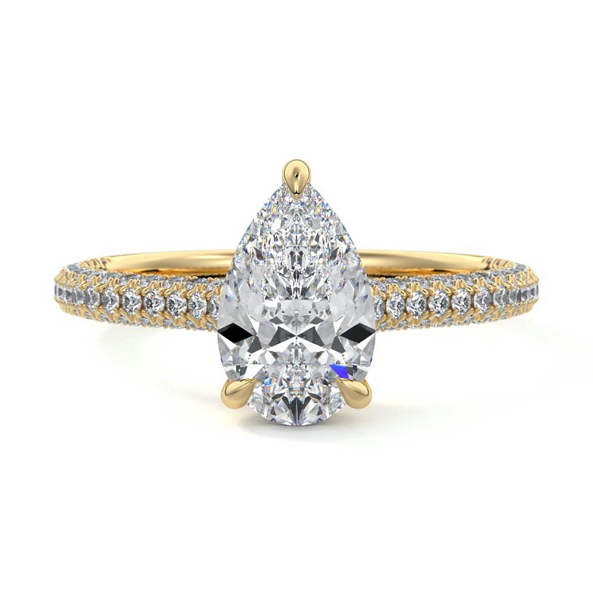 Ella - Pear Yellow Gold Engagement Ring Detail View | Nura Lab