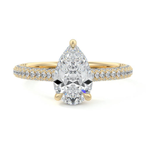 Ella - Pear Yellow Gold Engagement Ring Detail View | Nura Lab