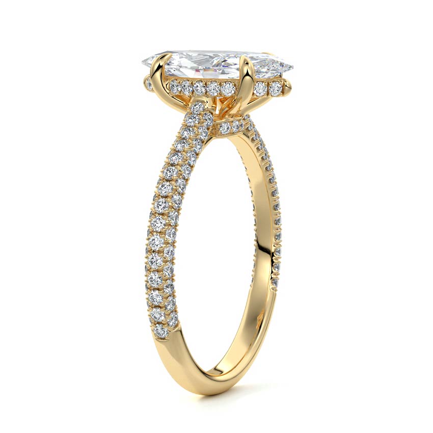 Ella - Marquise Yellow Gold Engagement Ring Side View | Nura Lab