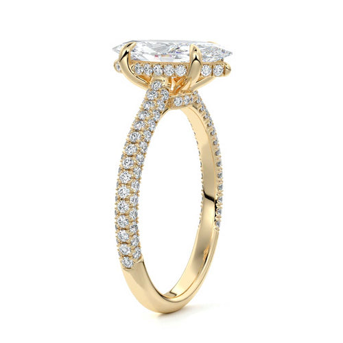 Ella - Marquise Yellow Gold Engagement Ring Side View | Nura Lab