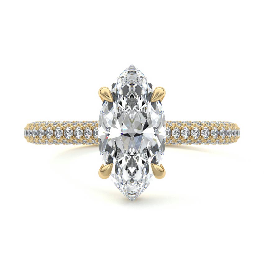 Ella - Marquise Yellow Gold Engagement Ring Detail View | Nura Lab