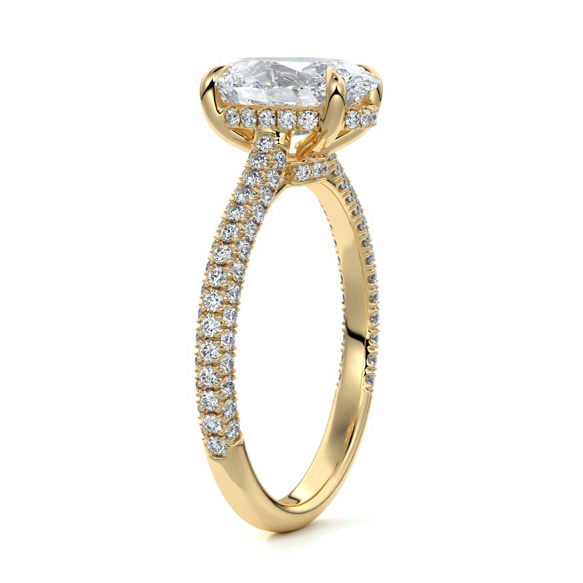 Ella - Oval Yellow Gold Engagement Ring Side View | Nura Lab