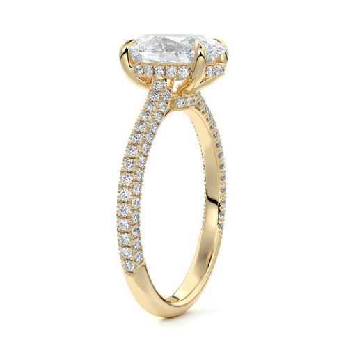 Ella - Oval Yellow Gold Engagement Ring Side View | Nura Lab