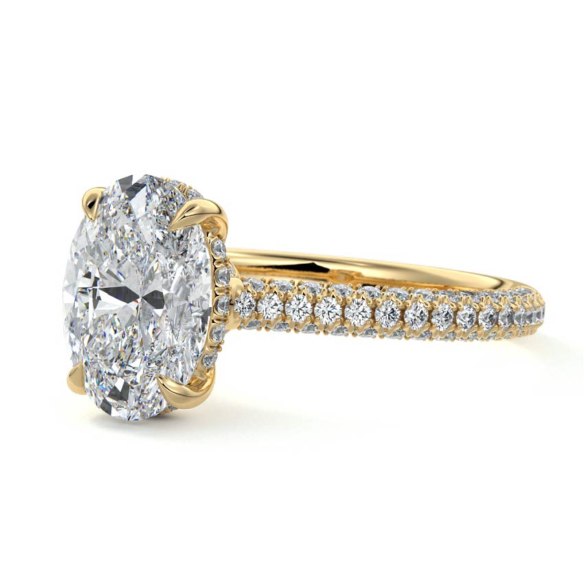 Ella - Oval Yellow Gold Engagement Ring Profile View | Nura Lab