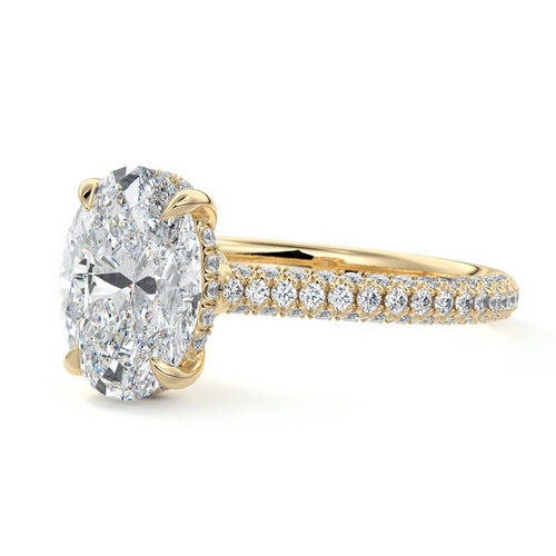 Ella - Oval Yellow Gold Engagement Ring Profile View | Nura Lab
