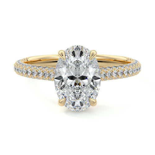 Ella - Oval Yellow Gold Engagement Ring Detail View | Nura Lab