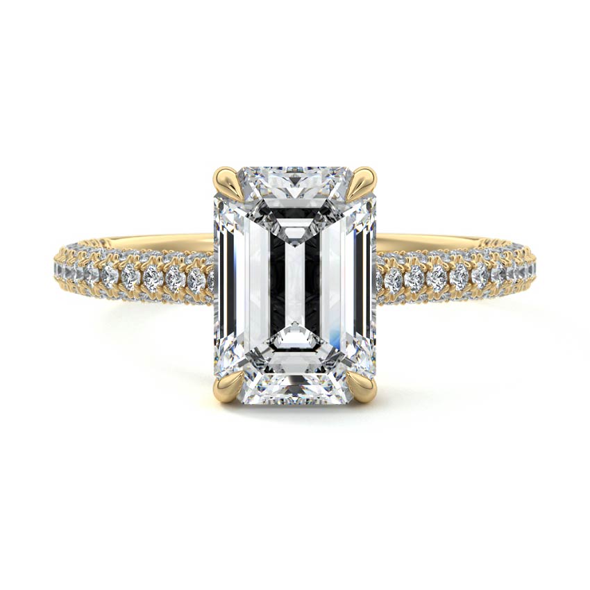 Ella - Emerald Cut Yellow Gold Lab Grown Diamond Engagement Ring | Nura Lab