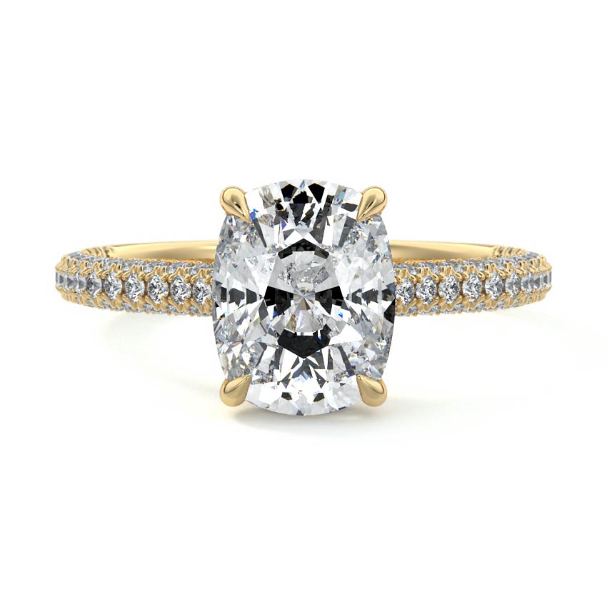 Ella - Cushion Yellow Gold Lab Grown Diamond Engagement Ring | Nura Lab