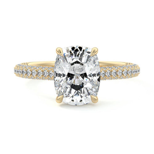 Ella - Cushion Yellow Gold Lab Grown Diamond Engagement Ring | Nura Lab