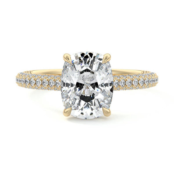 Ella - Cushion Hidden Halo Pavé Lab Grown Diamond Engagement Ring