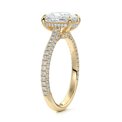Ella - Cushion Yellow Gold Engagement Ring Side View | Nura Lab