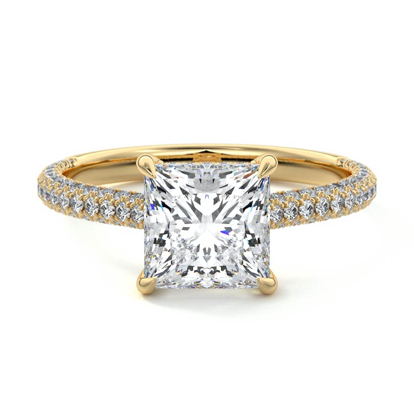 Ella - Princess Yellow Gold Lab Grown Diamond Engagement Ring | Nura Lab