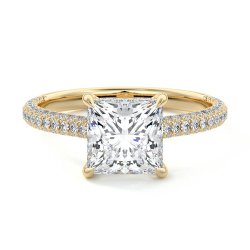 Ella - Princess Yellow Gold Lab Grown Diamond Engagement Ring | Nura Lab