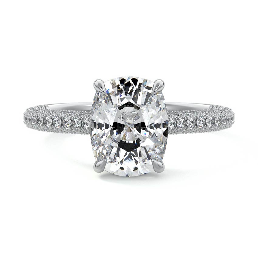 Ella - Cushion White Gold Lab Grown Diamond Engagement Ring | Nura Lab