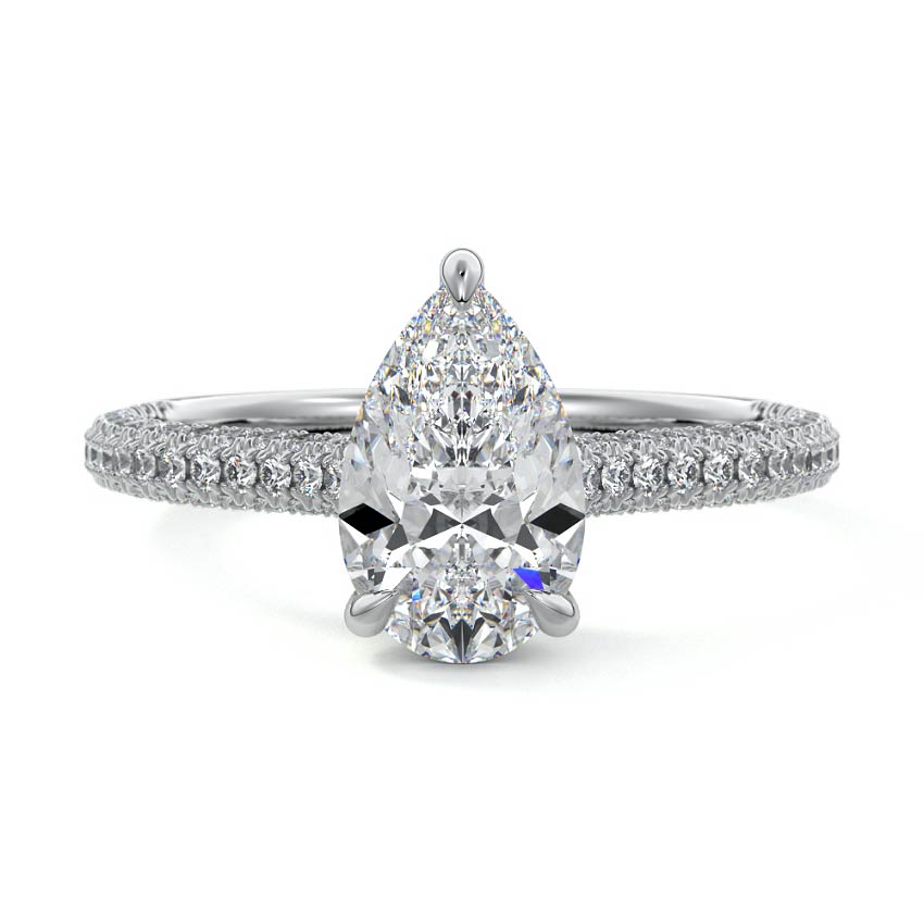 Ella - Pear Platinum Lab Grown Diamond Engagement Ring | Nura Lab