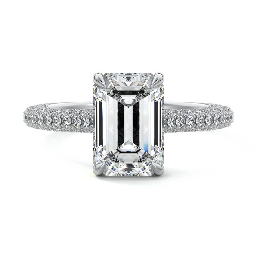 Ella - Emerald Cut Platinum Lab Grown Diamond Engagement Ring | Nura Lab