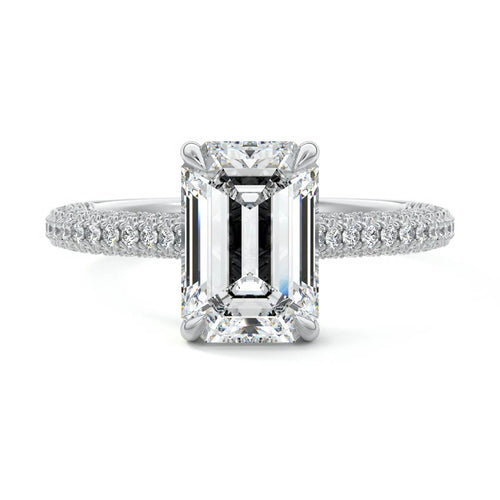 Ella - Emerald Cut Platinum Lab Grown Diamond Engagement Ring | Nura Lab