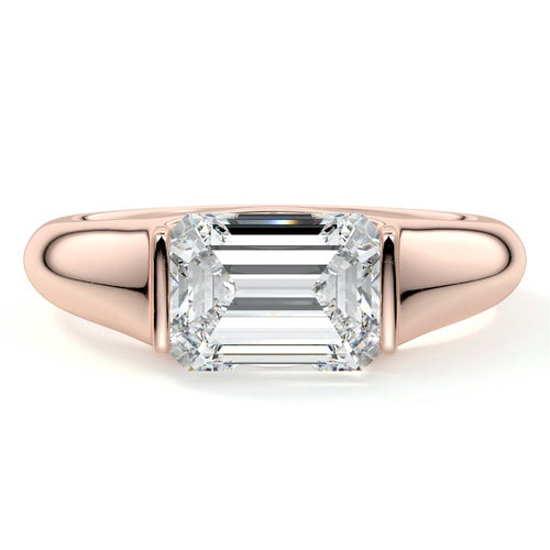 Katia - Emerald Cut Rose Gold Lab Grown Diamond Engagement Ring | Nura Lab