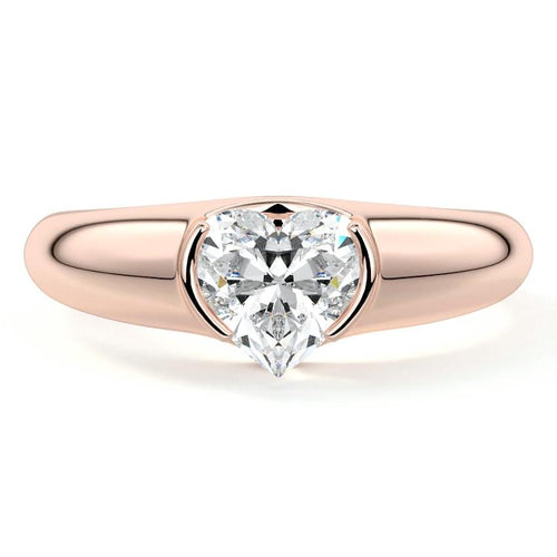 Katia heart bezel-inspired solitaire lab grown diamond engagement ring in rose gold
