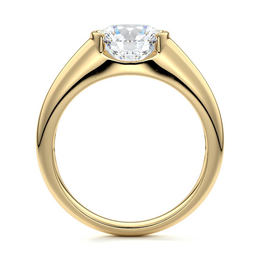 Katia - Round Yellow Gold Engagement Ring Side View | Nura Lab