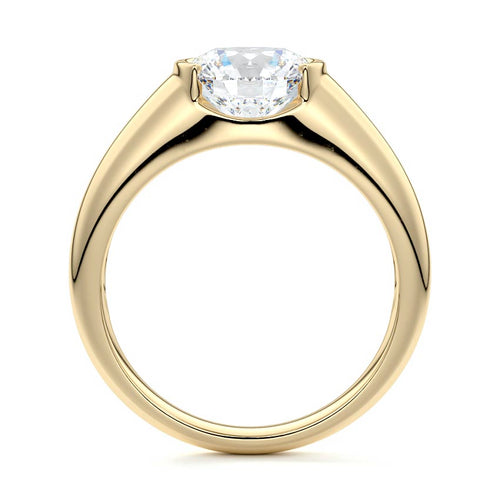 Katia - Round Yellow Gold Engagement Ring Side View | Nura Lab