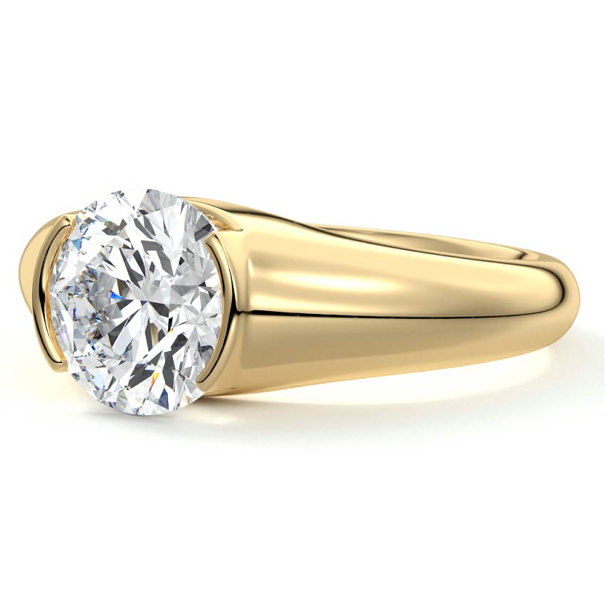 Katia - Round Yellow Gold Engagement Ring Profile View | Nura Lab