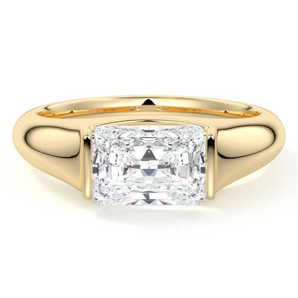 Katia - East-West Radiant Bezel-Inspired Solitaire Lab Grown Diamond Engagement Ring