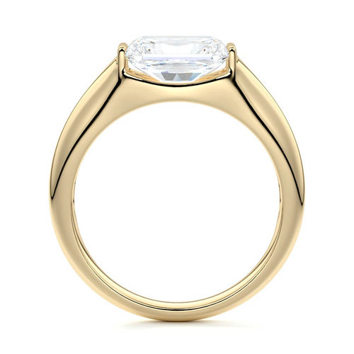 Katia - Radiant Yellow Gold Engagement Ring Side View | Nura Lab