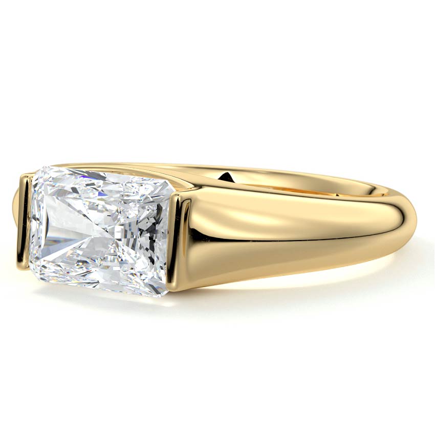 Katia - Radiant Yellow Gold Engagement Ring Profile View | Nura Lab