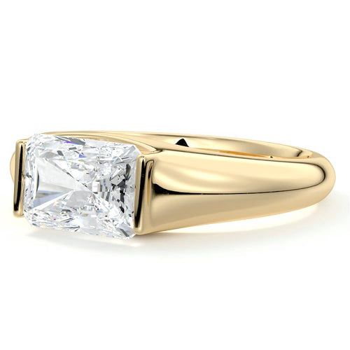 Katia - Radiant Yellow Gold Engagement Ring Profile View | Nura Lab
