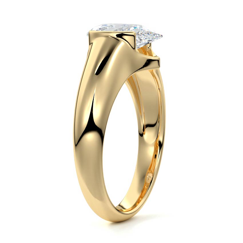 Katia - Pear Yellow Gold Engagement Ring Side View | Nura Lab