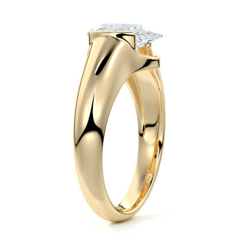 Katia - Pear Yellow Gold Engagement Ring Side View | Nura Lab