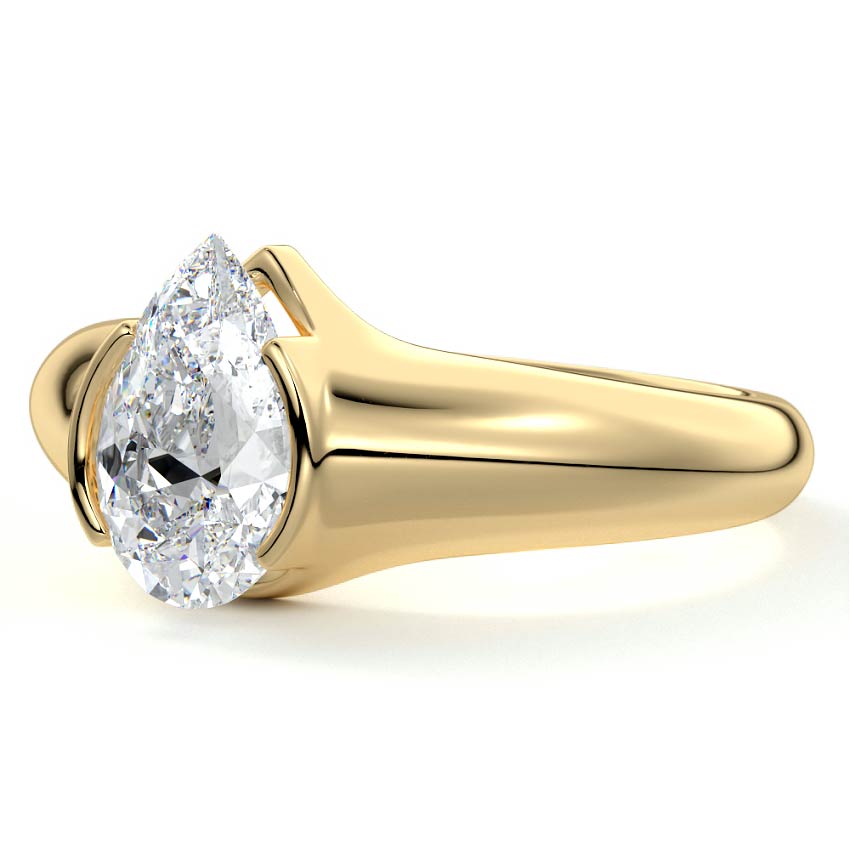 Katia - Pear Yellow Gold Engagement Ring Profile View | Nura Lab