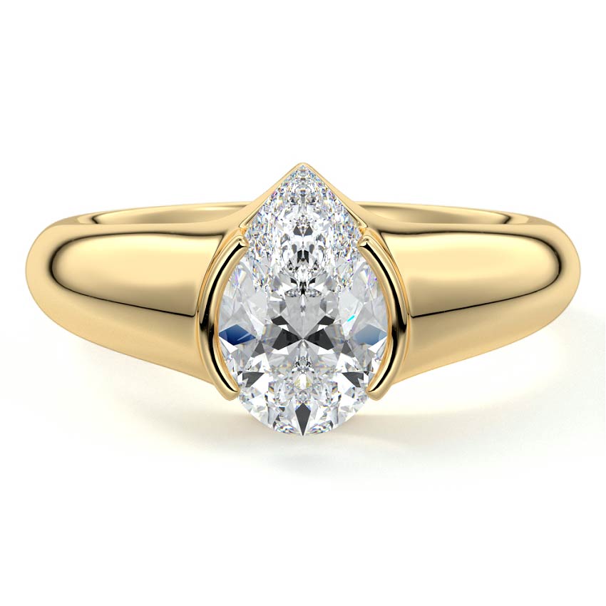 Katia - Pear Yellow Gold Engagement Ring Detail View | Nura Lab