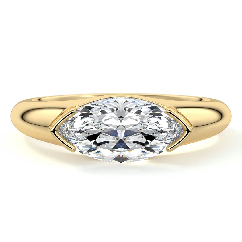 Katia - Marquise Yellow Gold Lab Grown Diamond Engagement Ring | Nura Lab
