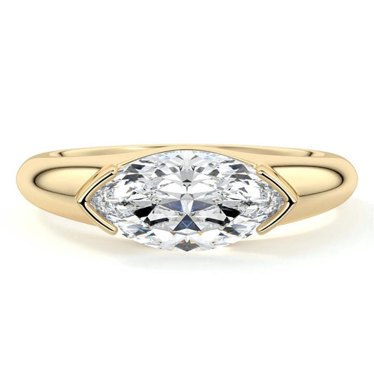 Katia east-west marquise bezel-inspired solitaire lab grown diamond engagement ring in yellow gold