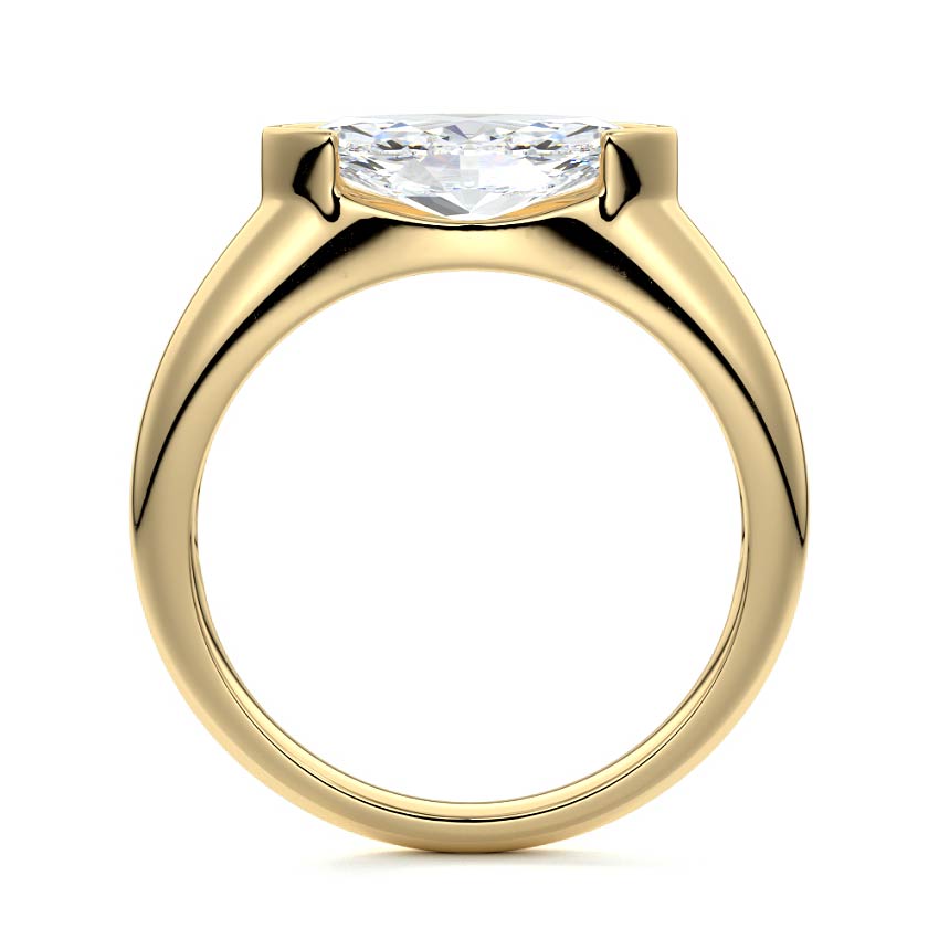 Katia - Marquise Yellow Gold Engagement Ring Side View | Nura Lab