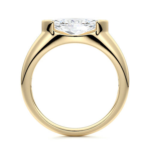 Katia - Marquise Yellow Gold Engagement Ring Side View | Nura Lab