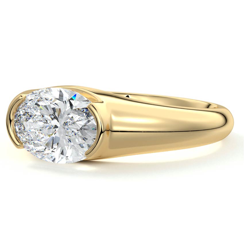 Katia - Oval Yellow Gold Engagement Ring Profile View | Nura Lab