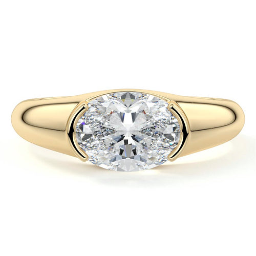 Katia - Oval Yellow Gold Engagement Ring Detail View | Nura Lab