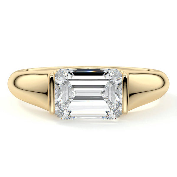 Katia - East-West Emerald Cut Bezel-Inspired Solitaire Lab Grown Diamond Engagement Ring