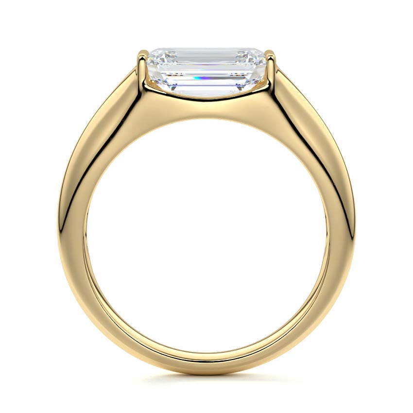 Katia - Emerald Cut Yellow Gold Engagement Ring Side View | Nura Lab
