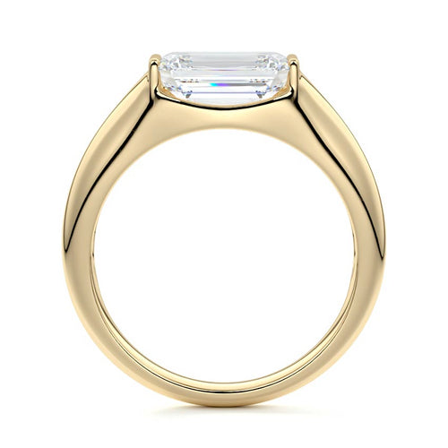 Katia - Emerald Cut Yellow Gold Engagement Ring Side View | Nura Lab