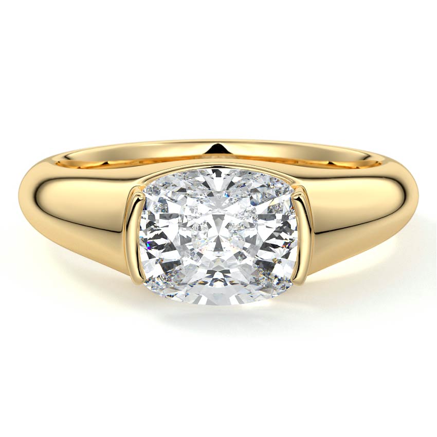 Katia - Cushion Yellow Gold Lab Grown Diamond Engagement Ring | Nura Lab