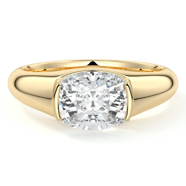 Katia - East-West Cushion Bezel-Inspired Solitaire Lab Grown Diamond Engagement Ring